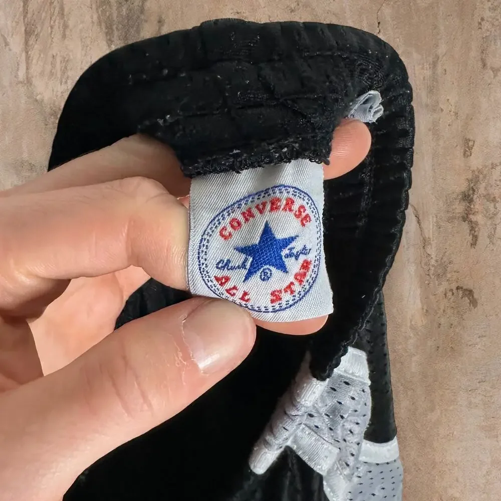 Vintage 90s Converse Sweatpants 28x28 Relaxed Fit Jet Black Polyester Mesh Grey